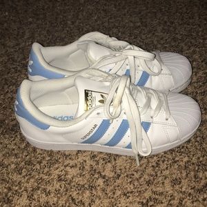 adidas superstar light blue stripes